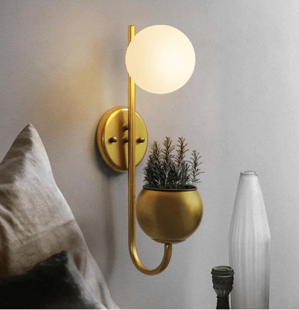 Savoy Wall Lamp, Planter & Organizer Gold | Sage & Sill