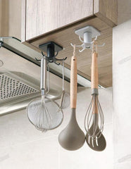 Under-Cabinet Spinning Kitchen Utensil Storage 6-Hook Hanger