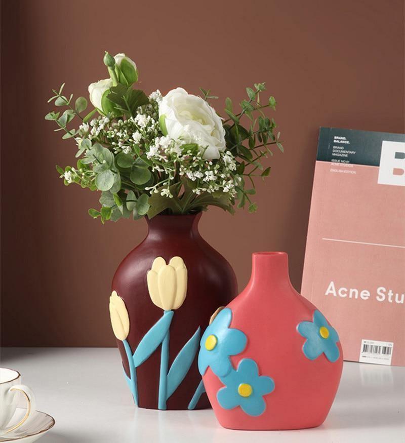 Flower Cutout Ceramic Vases