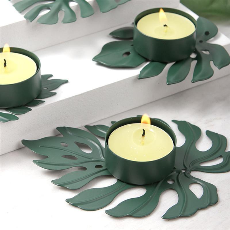 حاملي الشموع من الحديد المطاوع Monstera Leaf Tealight