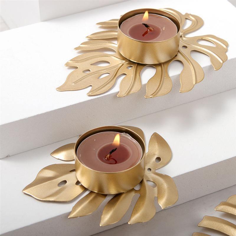 حاملي الشموع من الحديد المطاوع Monstera Leaf Tealight